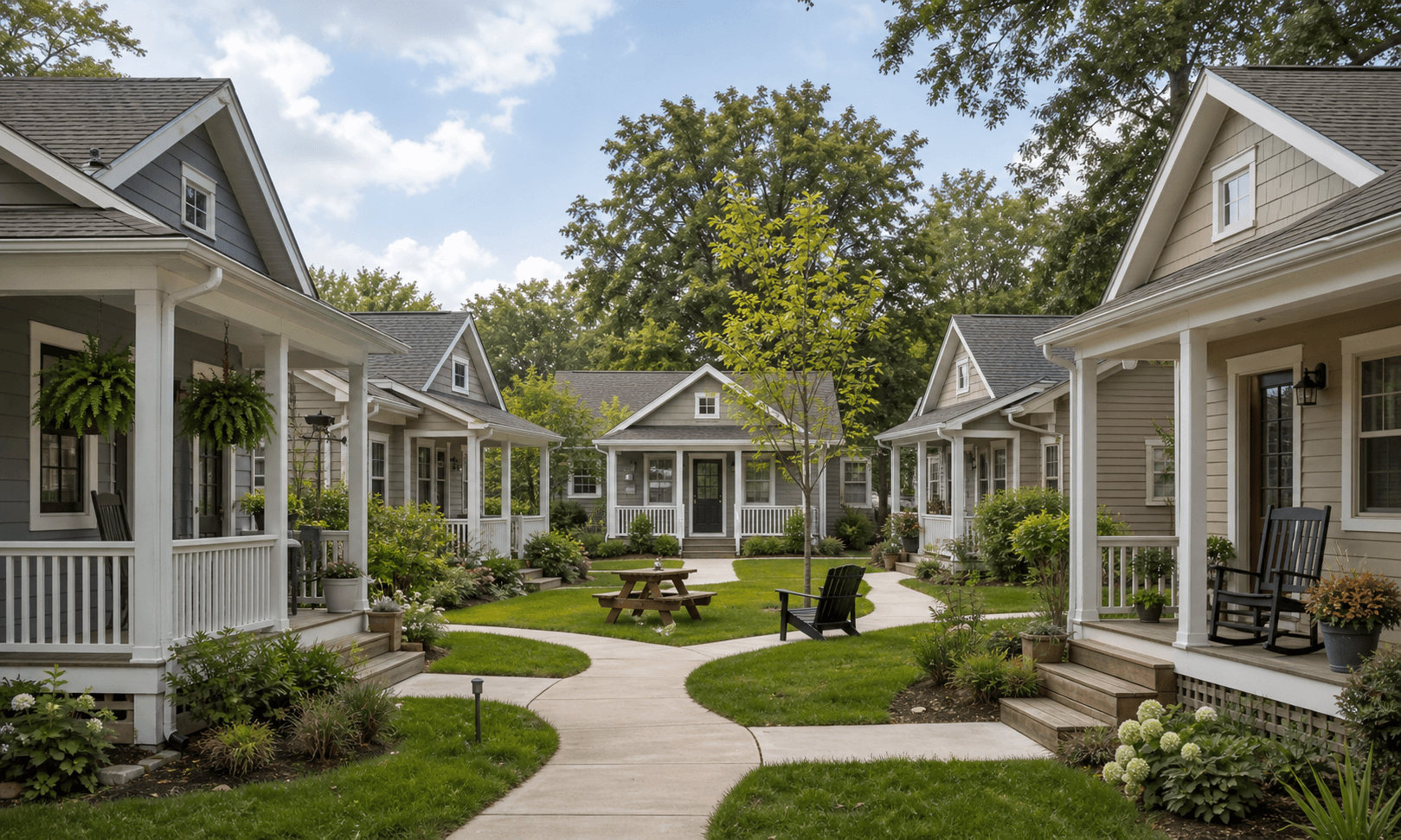 Photo-real missing-middle homes arranged for the Decatur MB Line demonstration